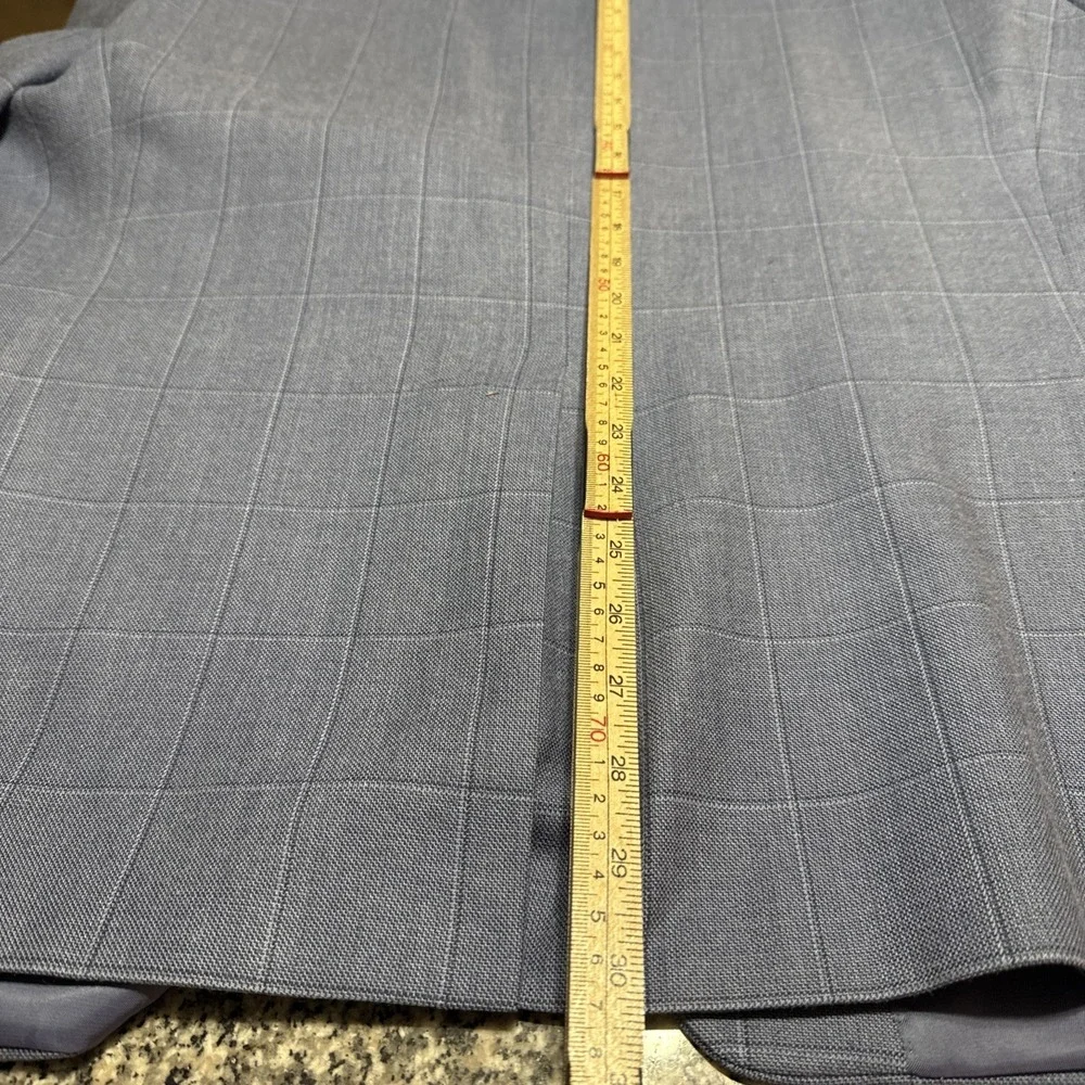 Lauren Ralph Lauren Men's Blazer 44R Light Blue Windowpane Silk/wool